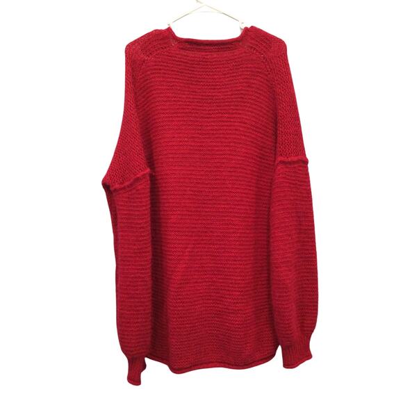 Free People Womens Alpaca Blend Sweater Size Medium All Mine Oversized Red Fall - Picture 8 of 12